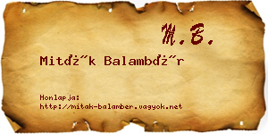 Miták Balambér névjegykártya